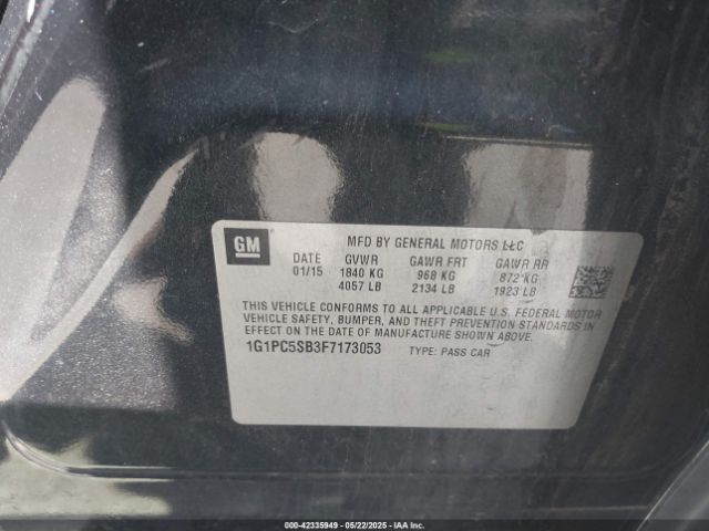 1G1PC5SB3F7173053 Chevrolet Cruze 1lt Auto