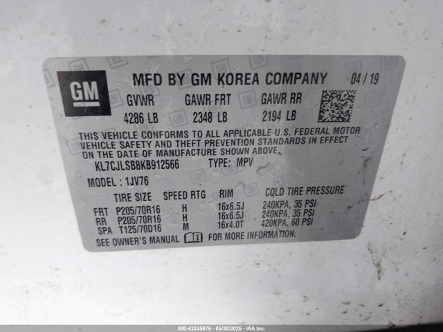Chevrolet Trax Lt 2019 KL7CJLSB8KB912566 Image 9