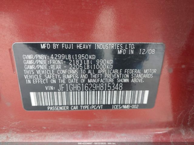2009 SUBARU IMPREZA JF1GH61629H815348 Photo 8