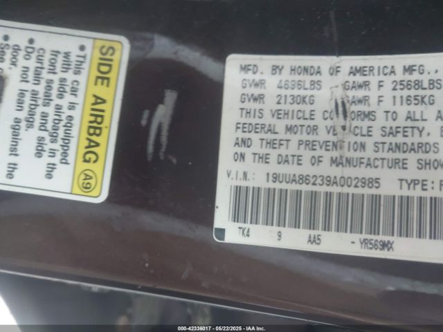 2009 ACURA TL 19UUA86239A002985 Photo 8