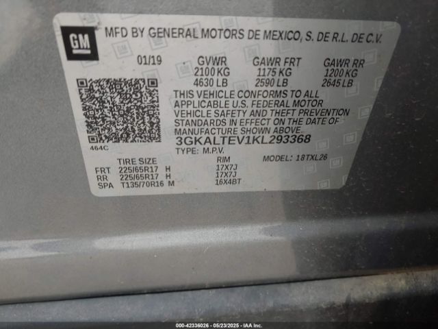 3GKALTEV1KL293368 GMC Terrain Sle