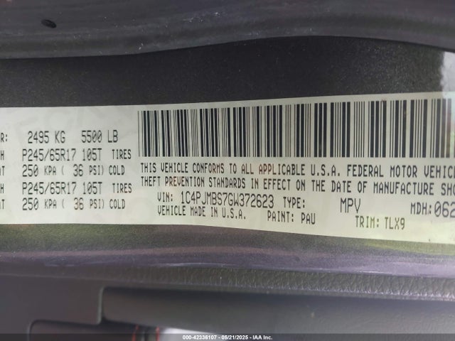 1C4PJMBS7GW372623 Jeep Cherokee Trailhawk