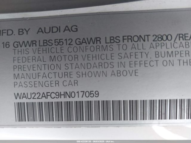 WAU22AFC9HN017059 Audi A7 3.0t Premium Plus