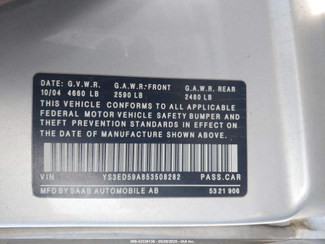 2005 SAAB 9-5 YS3ED59A853508282 Photo 8