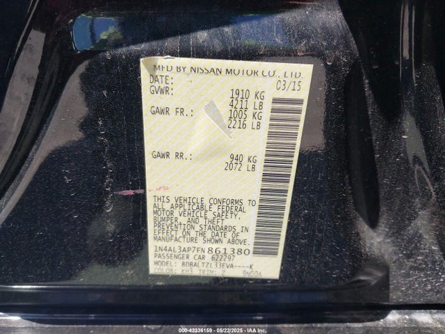 1N4AL3AP7FN861380 Nissan Altima 2.5 Sl