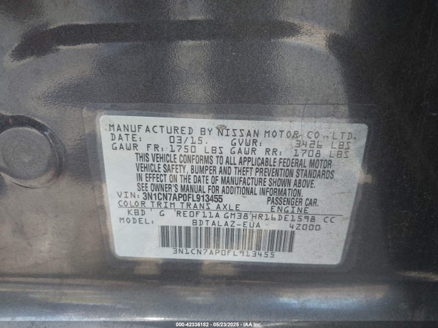3N1CN7AP0FL913455 Nissan 2015