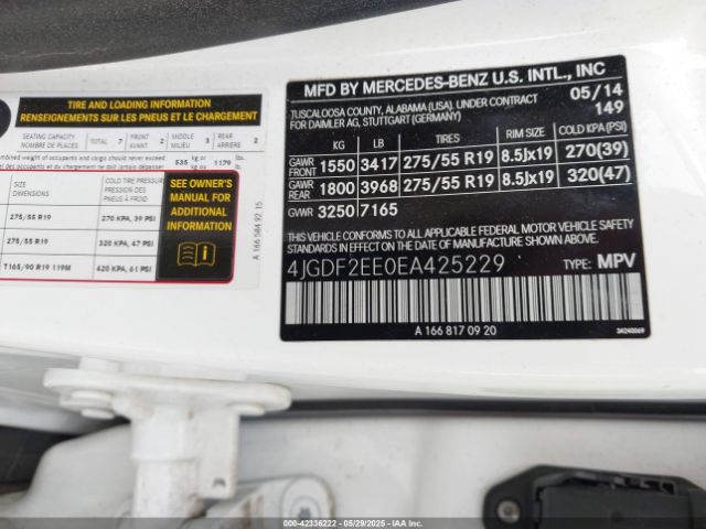 2014 MERCEDES-BENZ GL 350 BLUETEC 4JGDF2EE0EA425229 Photo 8