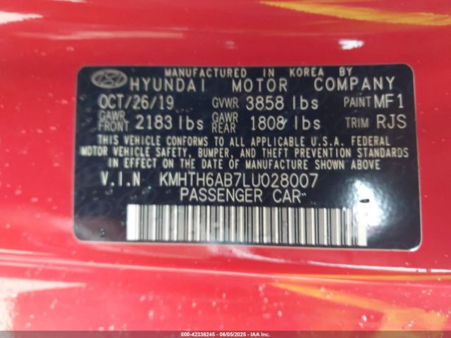 2020 HYUNDAI VELOSTER KMHTH6AB7LU028007 Photo 8