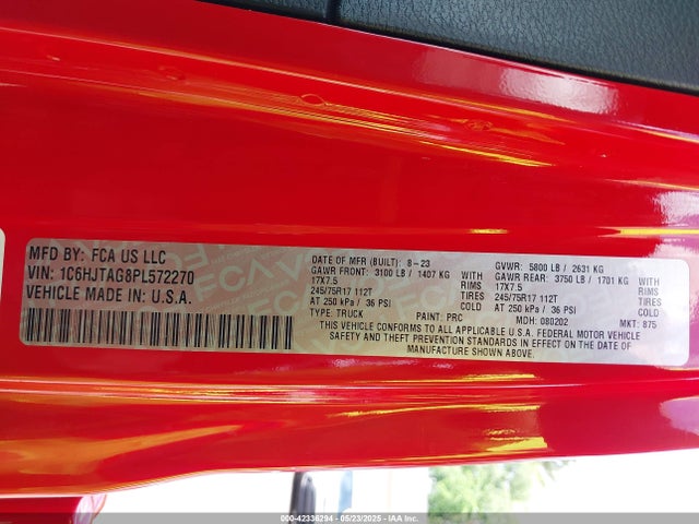 1C6HJTAG8PL572270 Jeep Gladiator Sport S 4x4