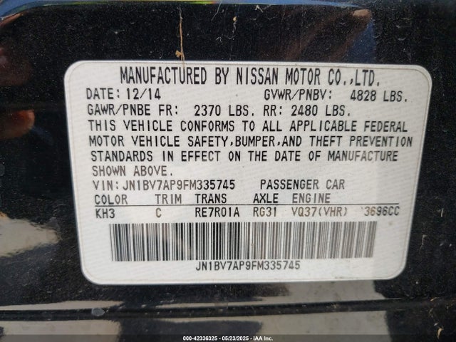 JN1BV7AP9FM335745 Infiniti Q50 Premium