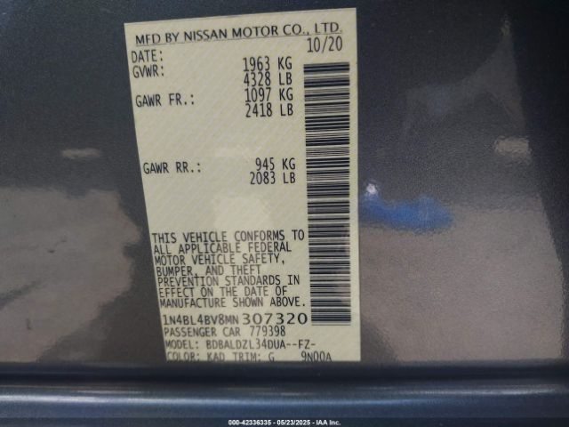 2021 NISSAN ALTIMA 1N4BL4BV8MN307320 Photo 8