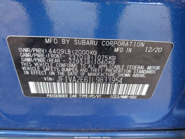 2020 SUBARU WRX STI JF1VA2E61L9833954 Photo 8