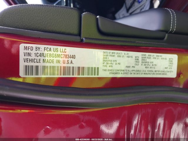 2021 JEEP GRAND CHEROKEE 1C4RJEBG6MC783440 Photo 8