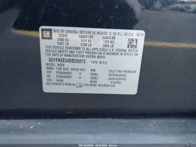 2013 CADILLAC SRX 3GYFNEE34DS535613 Photo 8