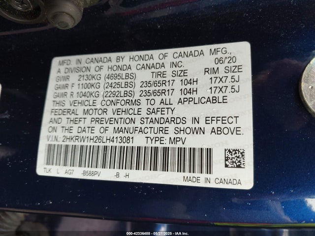 2HKRW1H26LH413081 Honda l15be