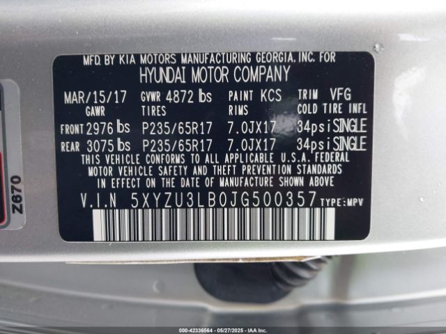 2018 HYUNDAI SANTA FE SPORT 5XYZU3LB0JG500357 Photo 8