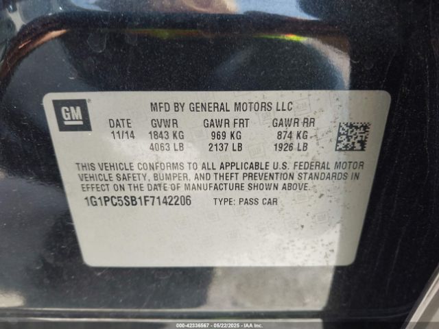 1G1PC5SB1F7142206 Chevrolet Cruze 1lt Auto