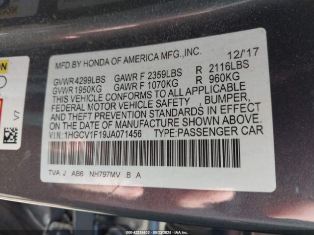 1HGCV1F19JA071456 Honda ACCORD LX