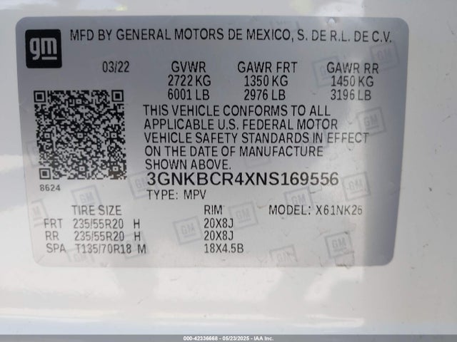 3GNKBCR4XNS169556 Chevrolet lsy