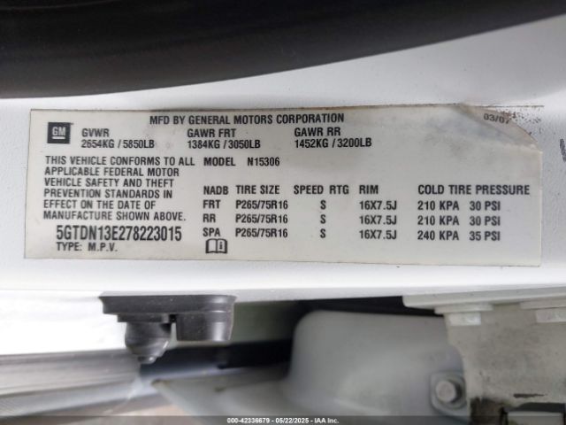 2007 HUMMER H3 SUV 5GTDN13E278223015 Photo 8