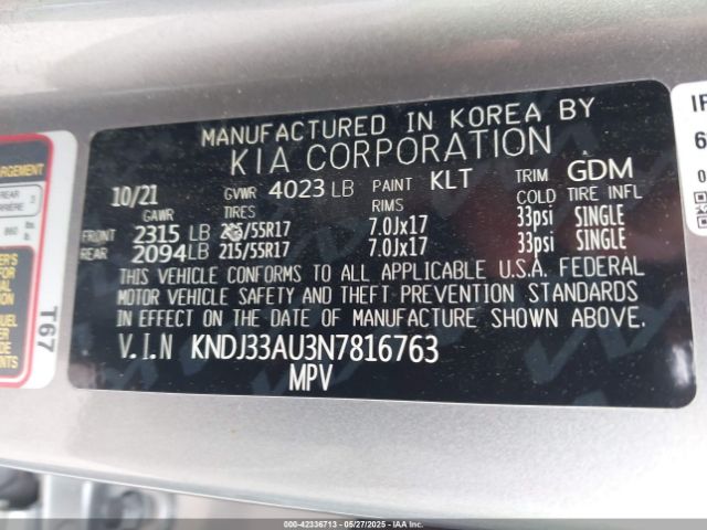 KNDJ33AU3N7816763 KIA SOUL EX
