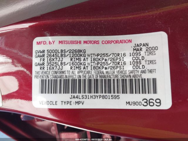 2000 MITSUBISHI MONTERO SPORT JA4LS31H3YP801595 Photo 8