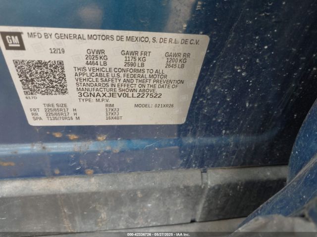 2020 CHEVROLET EQUINOX 3GNAXJEV0LL227522 Photo 8