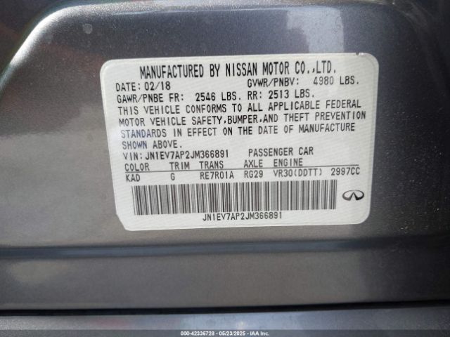 JN1EV7AP2JM366891 Infiniti Q50 3.0t Luxe