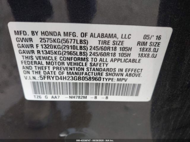 2016 ACURA MDX 5FRYD4H23GB058960 Photo 8