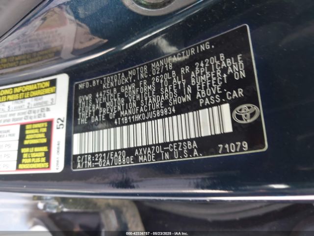 4T1B11HK0JU589834 Toyota a25a-fks
