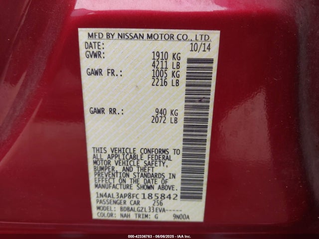 1N4AL3AP8FC185842 Nissan Altima