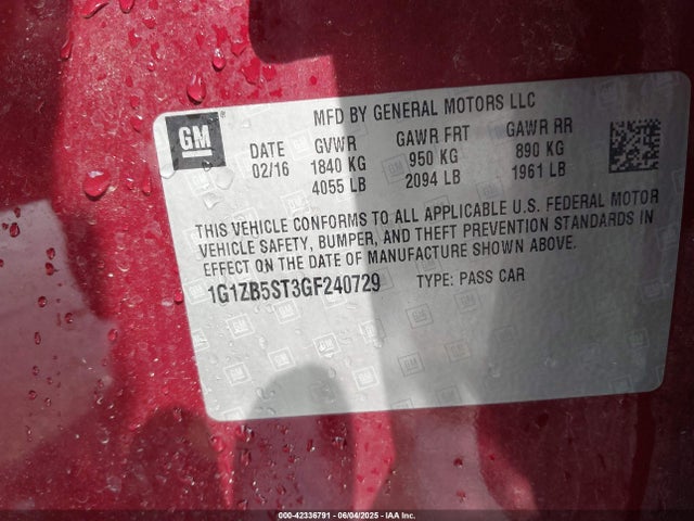 1G1ZB5ST3GF240729 Chevrolet lfv - di: direct injection, vvt, gen1 gmna