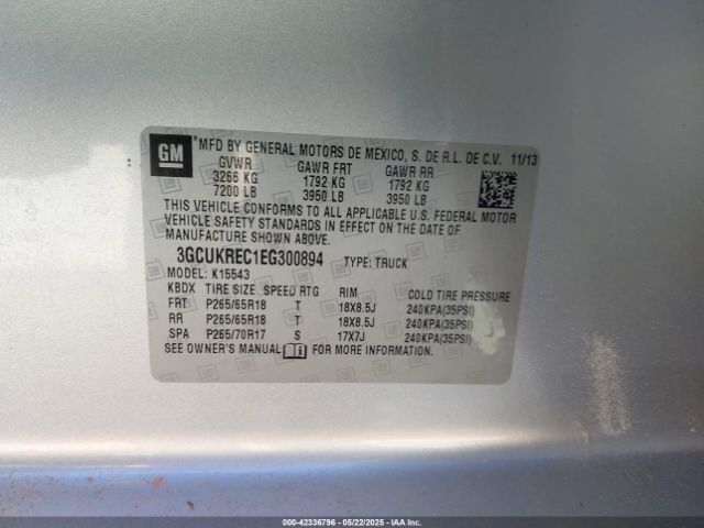3GCUKREC1EG300894 Chevrolet Silverado 1500 1lt