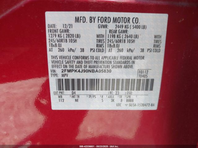 2022 FORD EDGE 2FMPK4J90NBA05830 Photo 8