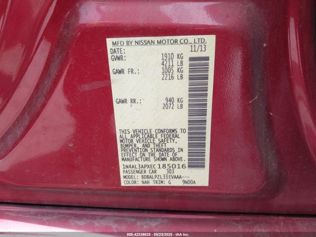 Nissan ALTIMA 2.5 2014 1N4AL3APXEC185016 Image 9