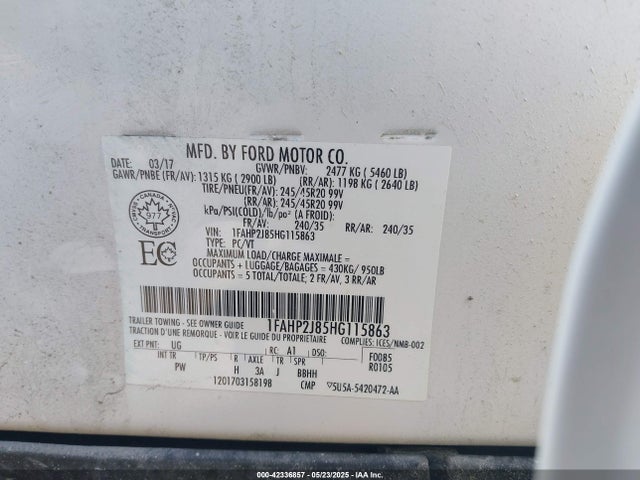1FAHP2J85HG115863 Ford Taurus Limited