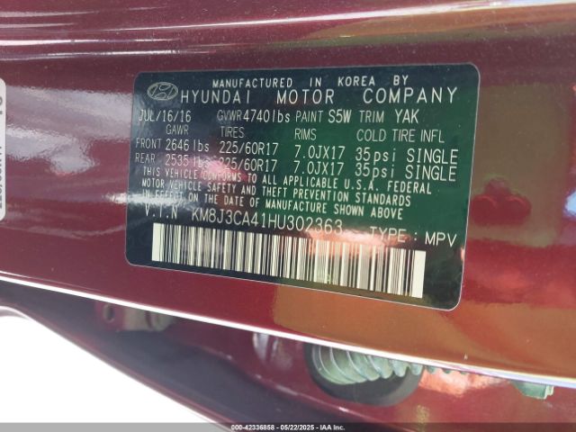 KM8J3CA41HU302363 Hyundai gdi nu