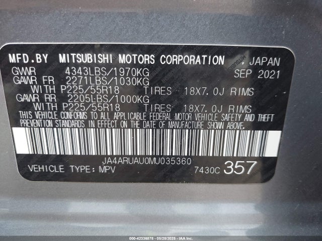 2021 MITSUBISHI OUTLANDER SPORT JA4ARUAU0MU035360 Photo 8