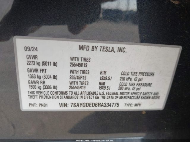 2024 TESLA MODEL Y 7SAYGDED6RA334775 Photo 8