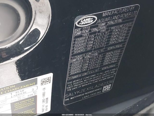 SALYK2EX5LA242336 Land Rover Range Rover Velar P250 R-dynamic S