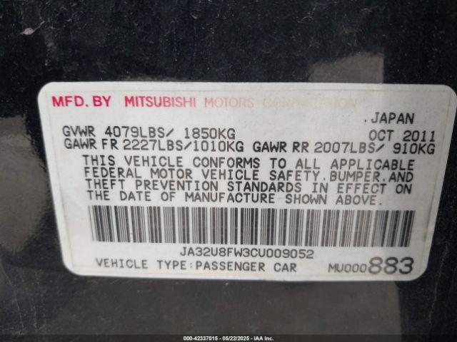 2012 MITSUBISHI LANCER JA32U8FW3CU009052 Photo 8