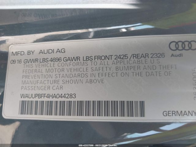 WAUUPBFF4HA044283 Audi A3 E-tron 1.4t Premium