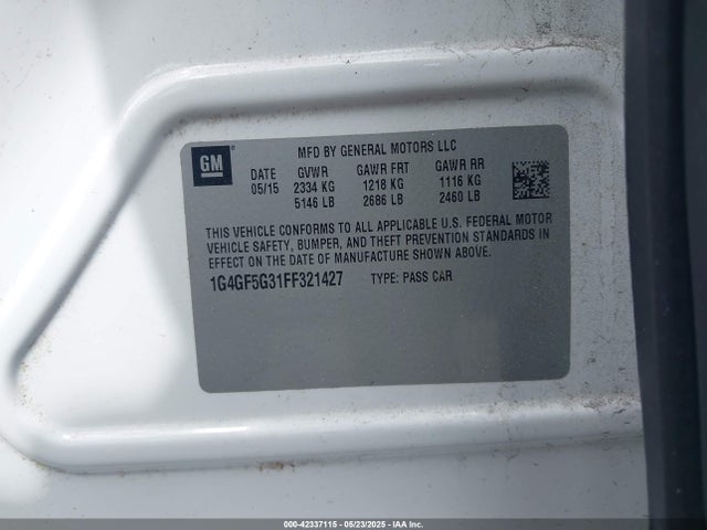 1G4GF5G31FF321427 Buick lfx