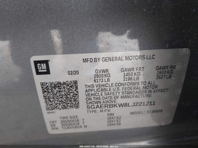 2020 BUICK ENCLAVE 5GAERBKW8LJ221211 Photo 8