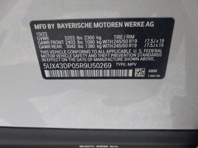 5UX43DP05R9U50269 BMW X3 Sdrive30i
