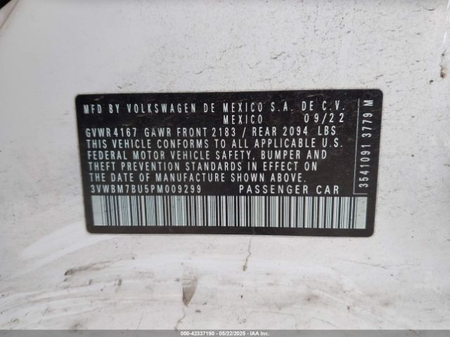 3VWBM7BU5PM009299 Volkswagen Jetta 1.5t Sport