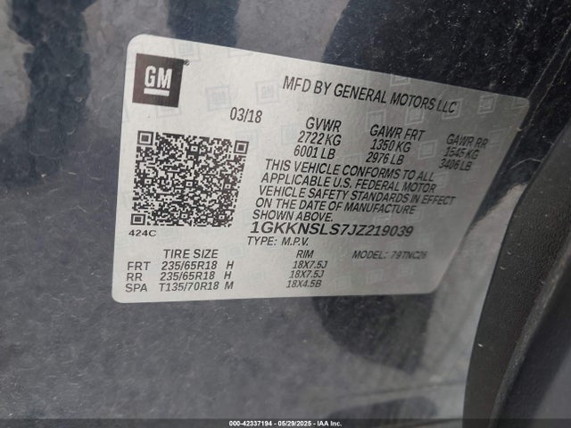 1GKKNSLS7JZ219039 GMC Acadia Sle-2