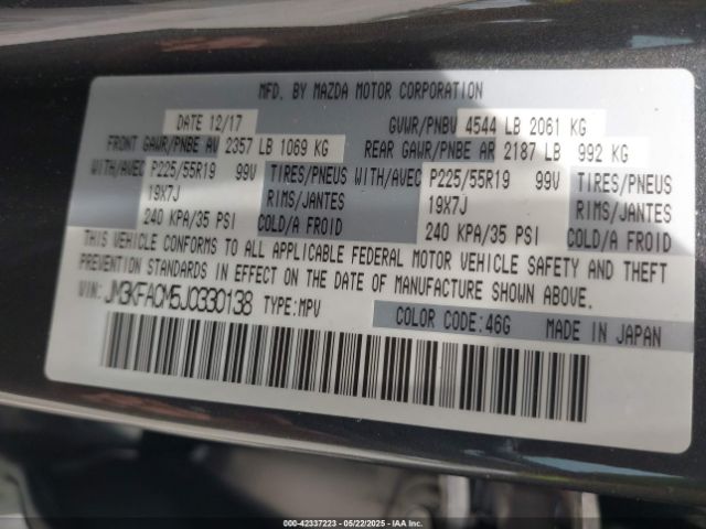 JM3KFACM5J0330138 Mazda Cx-5 Touring