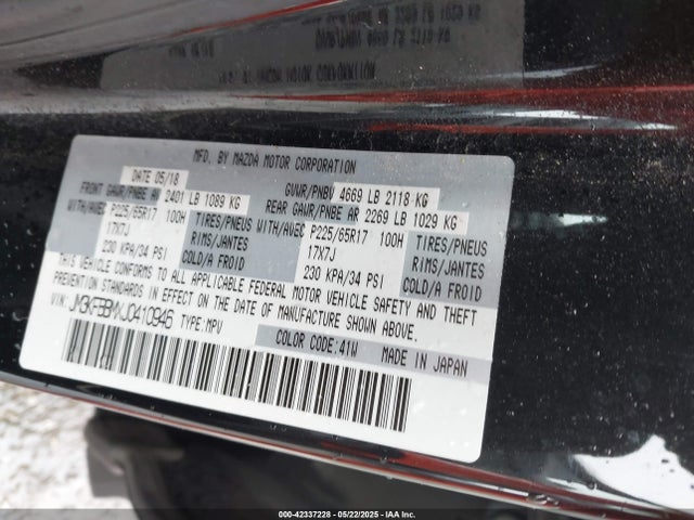 Mazda CX-5 SPORT 2018 JM3KFBBMXJ0410946 Image 9