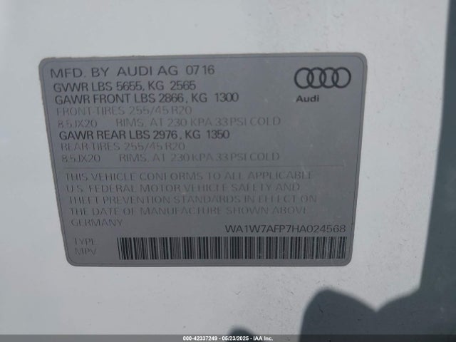 2017 AUDI Q5 WA1W7AFP7HA024568 Photo 8